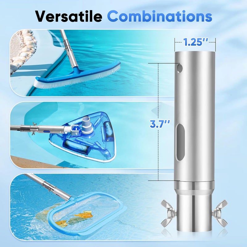 GADFISH Pool Pole Telescopic, 16FT Reach Aluminium Telescoping Pole with 4 Baffle Locks, Universal Extension Pole for Skimmer Nets, Rakes, Brushes and Vacuum Heads -Swimming Pool Cleaning Tools - Image 5